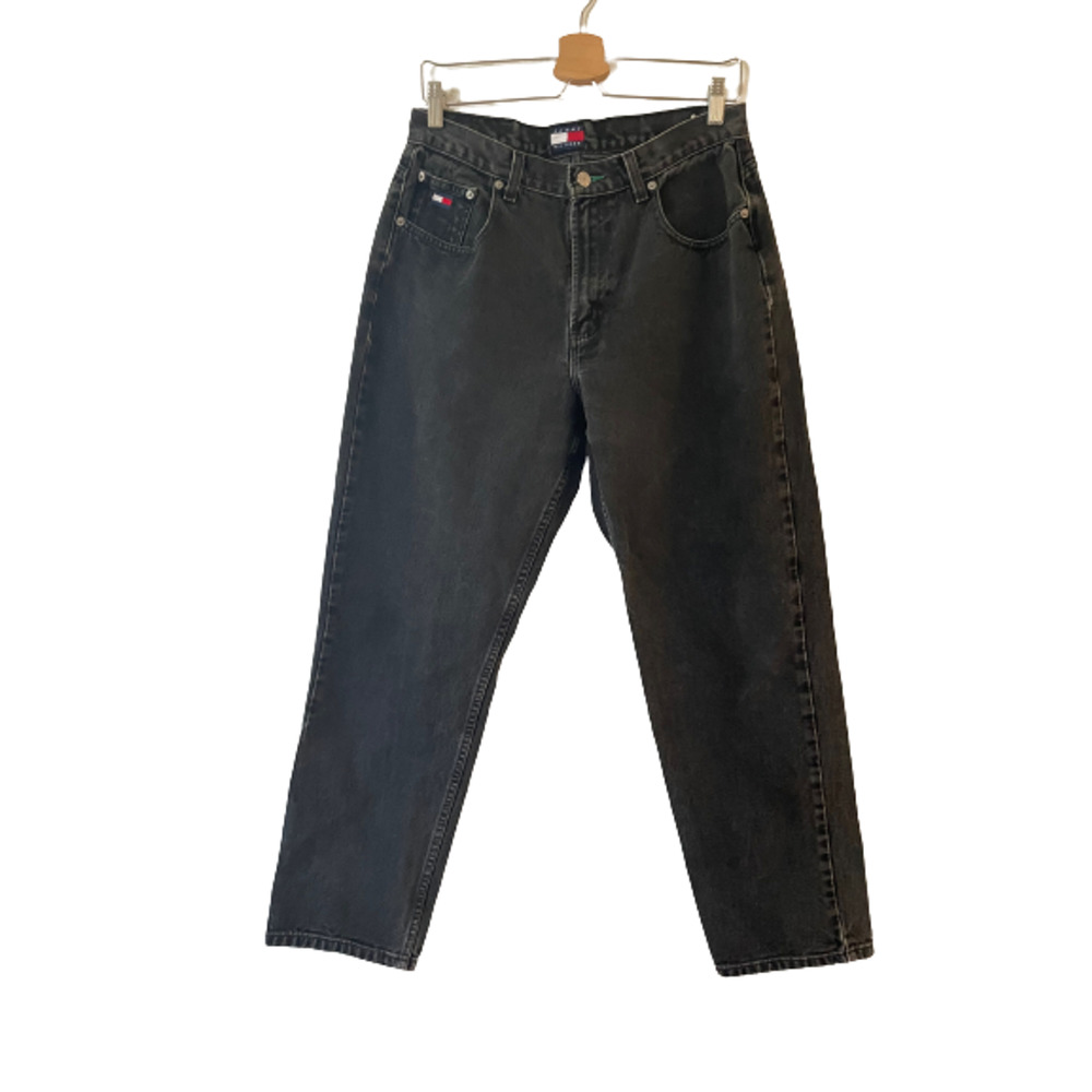 Vintage Tommy Hilfiger Size 14 Women's Relaxed‎ Fit Jeans Big Flag Logo Black
